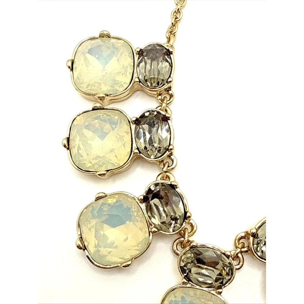 Banana Republic Bib Necklace Gold Tone Faceted Cabochon Statement NWOT 16-19